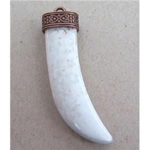 White Turquoise Horn Pendant, approx 60mm length