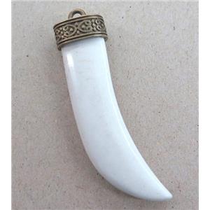 white Turquoise pendant, horn, approx 60mm length