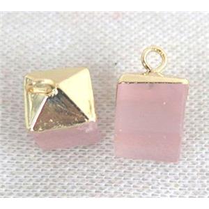 Rose Quartz pendant, cube, approx 12x12mm