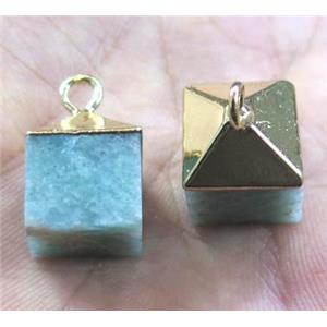 Amazonite pendant, cube, approx 12x12mm