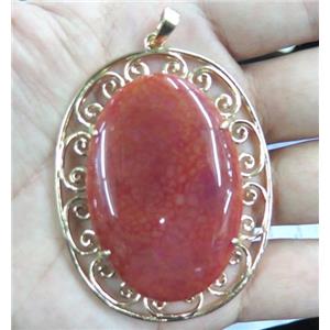 agate pendant, oval, red, approx 20-45mm