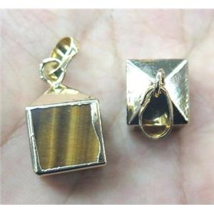 tiger eye pendant, cube, approx 12x12mm