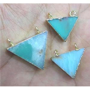 Australian Chrysoprase Triangle Pendant with 2holes, green, approx 5-15mm