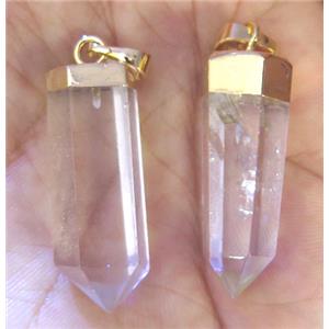 clear quartz bullet pendant, approx 10-40mm