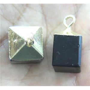 smoky quartz pendant, cube, approx 12x12mm
