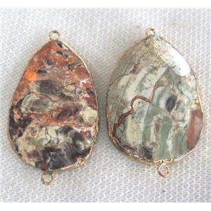 Ocean Jasper connector, faceted freeform, approx 20-35mm