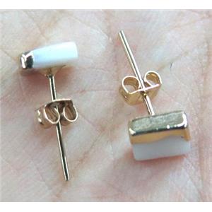 shell earring studs, white, approx 6-10mm