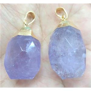 Amethyst pendant, faceted freeform, gold plated, approx 10-30mm