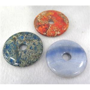 mixed gemstone pendant, heshi, approx 50mm dia