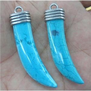blue turquoise horn pendant, approx 55mm length