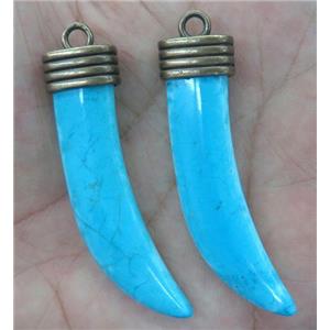 blue turquoise horn pendant, approx 55mm length