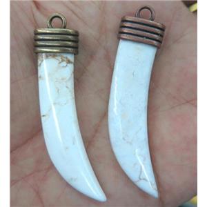 white turquoise horn pendant, approx 55mm length