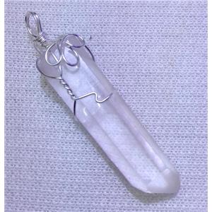wire wrapped clear quartz stick pendant, approx 25-70mm length