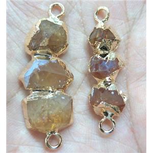 citrine connector, freeform, yellow, approx 25-35mm length