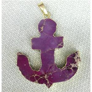 purple Sea Sediment Jasper anchor pendant, approx 38-43mm