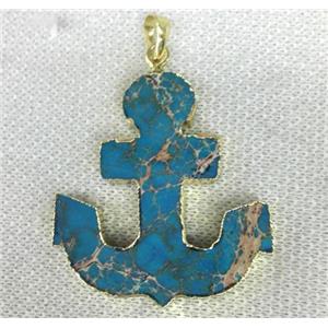 blue Sea Sediment Jasper anchor pendant, approx 38-43mm