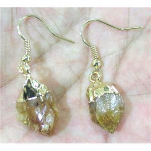 citrine earring, gold plated, approx 12-18mm