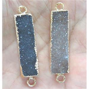 agate druzy connector, rectangle, AA grade, approx 10-40mm