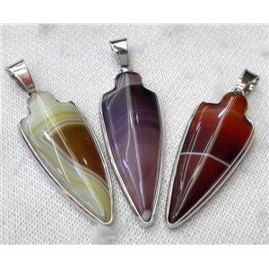 mixed agate pendant, arrowhead, silver plated, approx 20-40mm