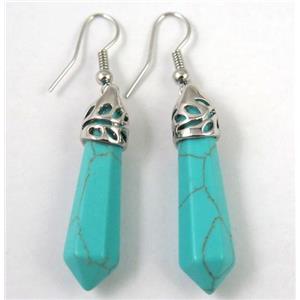 green turquoise stick earring, approx 10-35mm