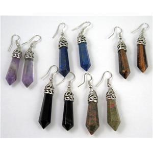 mix gemstone stick earring, approx 10-35mm