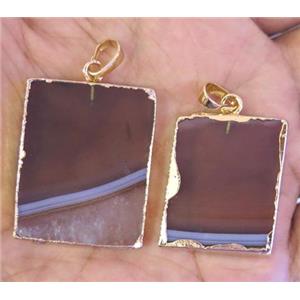 agate slice pendant, gold plated, approx 20-40mm