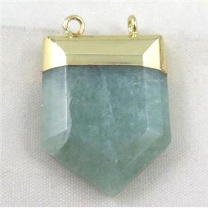 green aventurine pendant, bullet, gold plated, approx 20-30mm