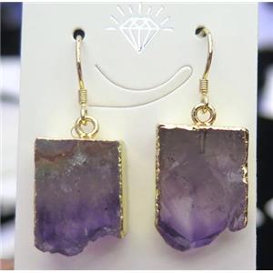 amethyst earring, gold plated, approx 10-20mm