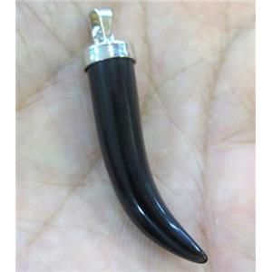 black agate horn pendant, approx 7-35mm