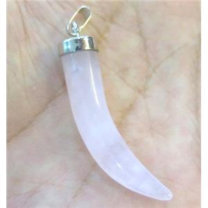 rose quartz horn pendant, approx 7-35mm