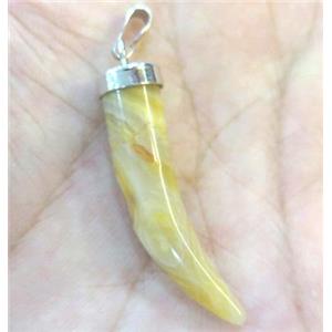 yellow jade horn pendant, approx 7-35mm