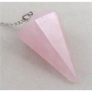 rose quartz pendulum pendant, approx 36mm