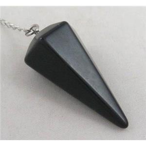 black agate pendulum pendant, approx 36mm