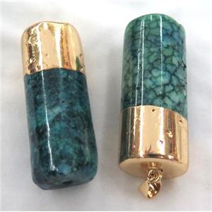 green dragon veins agate pendant, column, approx 18-45mm