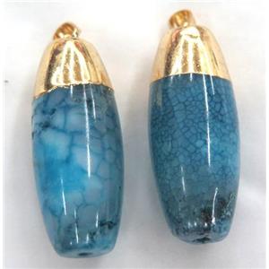 blue agate barrel pendant, approx 18-45mm