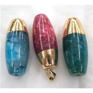 agate pendant, barrel, mixed color, approx 18-45mm