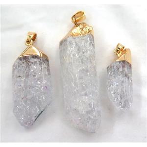 white quartz druzy stick pendant, freeform, approx 20-50mm