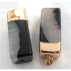 agate druzy tube pendant, gold plated, approx 16-40mm