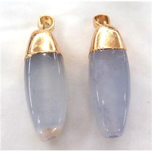 Agate pendant, barrel, gold plated, approx 14-40mm