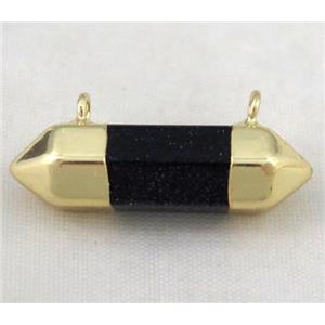 blue sandstone bullet pendant with 2holes, gold plated, approx 10-30mm