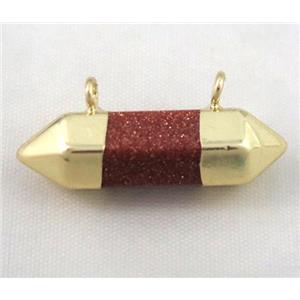 gold sandstone pendant with 2holes, bullet, gold plated, approx 10-30mm