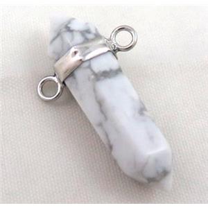white turquoise howlite bullet pendant with 2holes, approx 10-30mm
