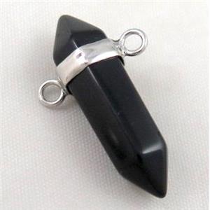 black onyx agate pendant bullet with 2holes, approx 10-30mm
