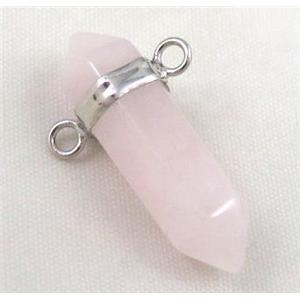 rose quartz bullet pendant with 2holes, approx 10-30mm