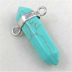 green turquoise bullet pendant with 2holes, approx 10-30mm