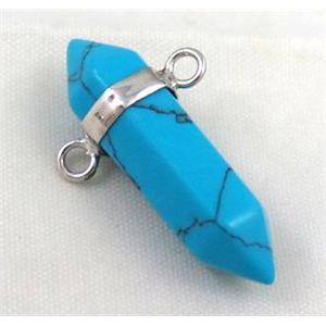 blue turquoise bullet pendant with 2holes, approx 10-30mm