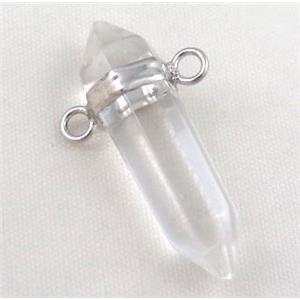 clear quartz bullet pendant with 2holes, approx 10-30mm