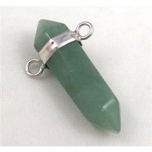 green aventurine bullet pendant with 2holes, approx 10-30mm