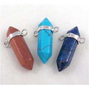 mixed gemstone bullet pendant with 2holes, approx 10-30mm