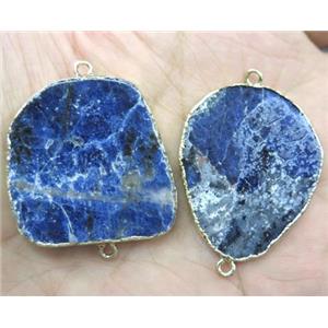 blue sodalite slice connector, flat freeform, approx 20-40mm